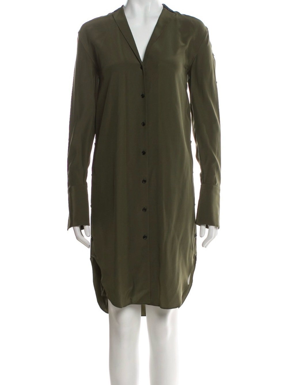 Rag & Bone Olive Green Long Sleeve Button-Down Silk Shirt Dress 💚💚💚💚